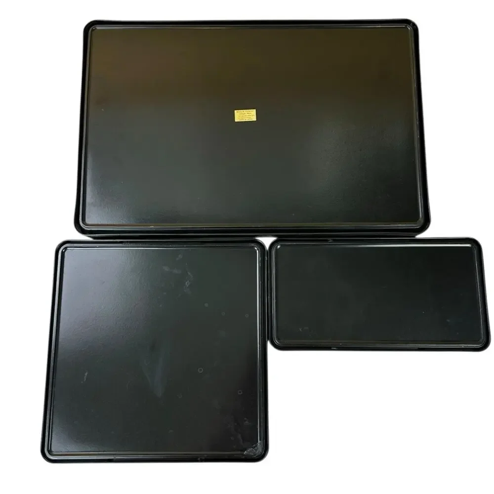 Vintage 3 Pc Japanese Lacquerware Trays with Bird Design Nesting Red Black